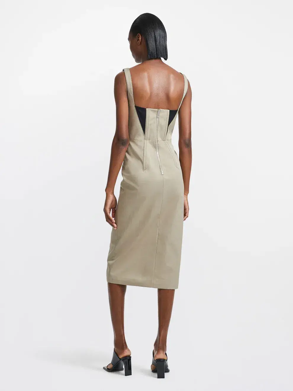 Dion Lee Fork Frame Corset Dress In Stone/Black Size AU 6 - Image 3