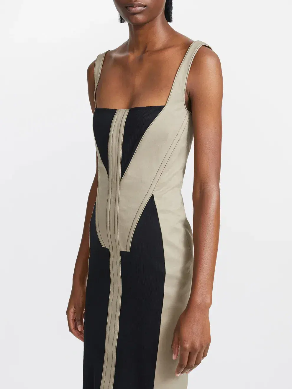 Dion Lee Fork Frame Corset Dress In Stone/Black Size AU 6 - Image 2