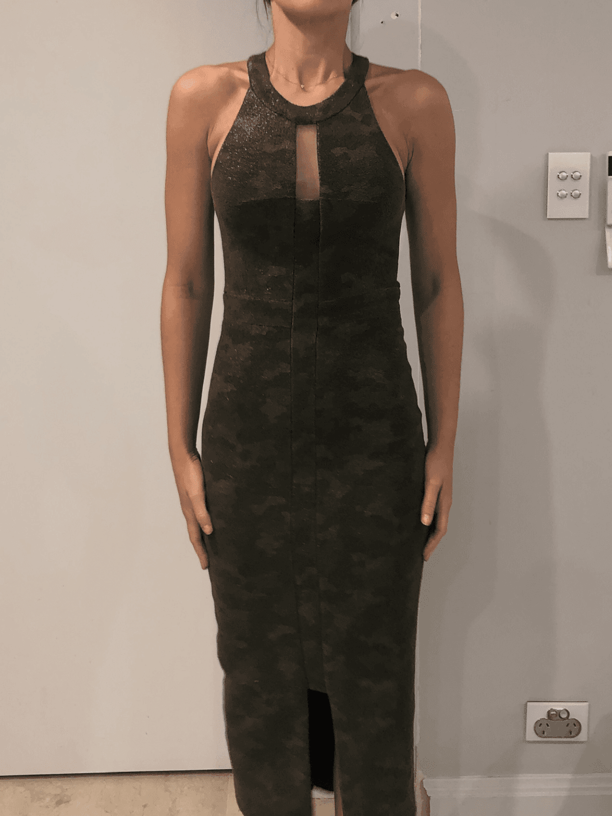 Manning Cartell Camouflage Green Midi SAMPLE PIECE Sz 6 - Image 1