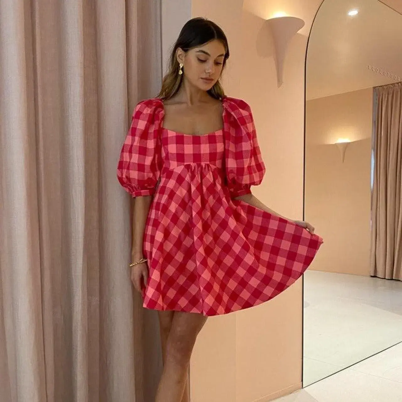 Acler Perry Dress Mini in Cherry Red Size AU 10 - Image 1