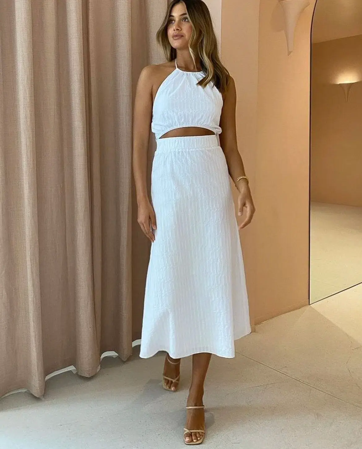 By Nicola Halter Maxi Dress White Size AU 14 - Image 1