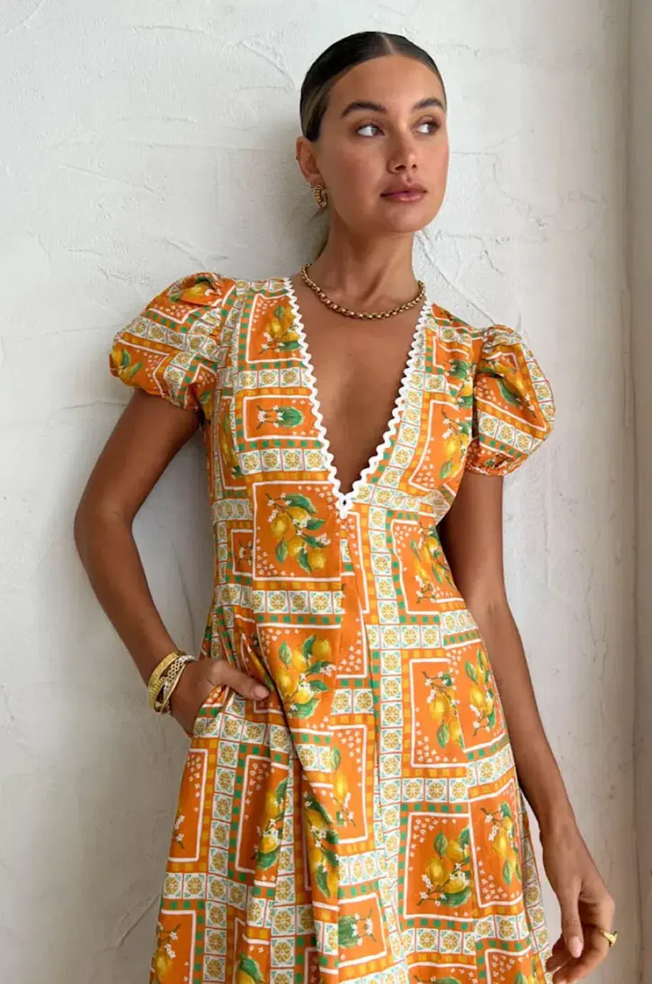 By Nicola Wavy Mosaic Patchwork Orange Size 8  for rent on The Volte - main image