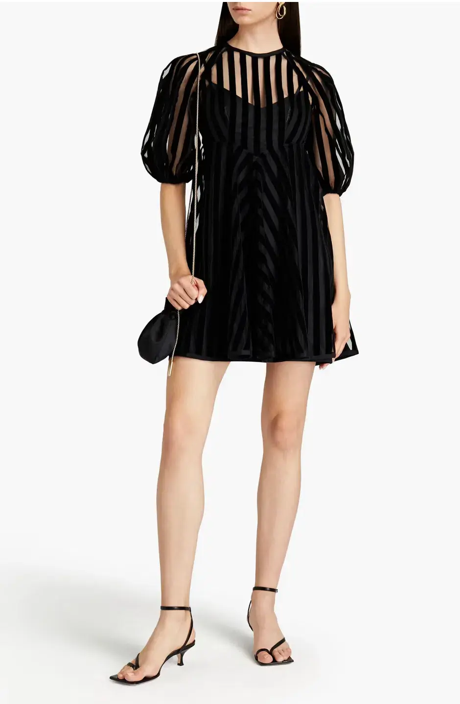 Zimmermann Flocked Tulle Mini Dress Black Size 8 - Image 1