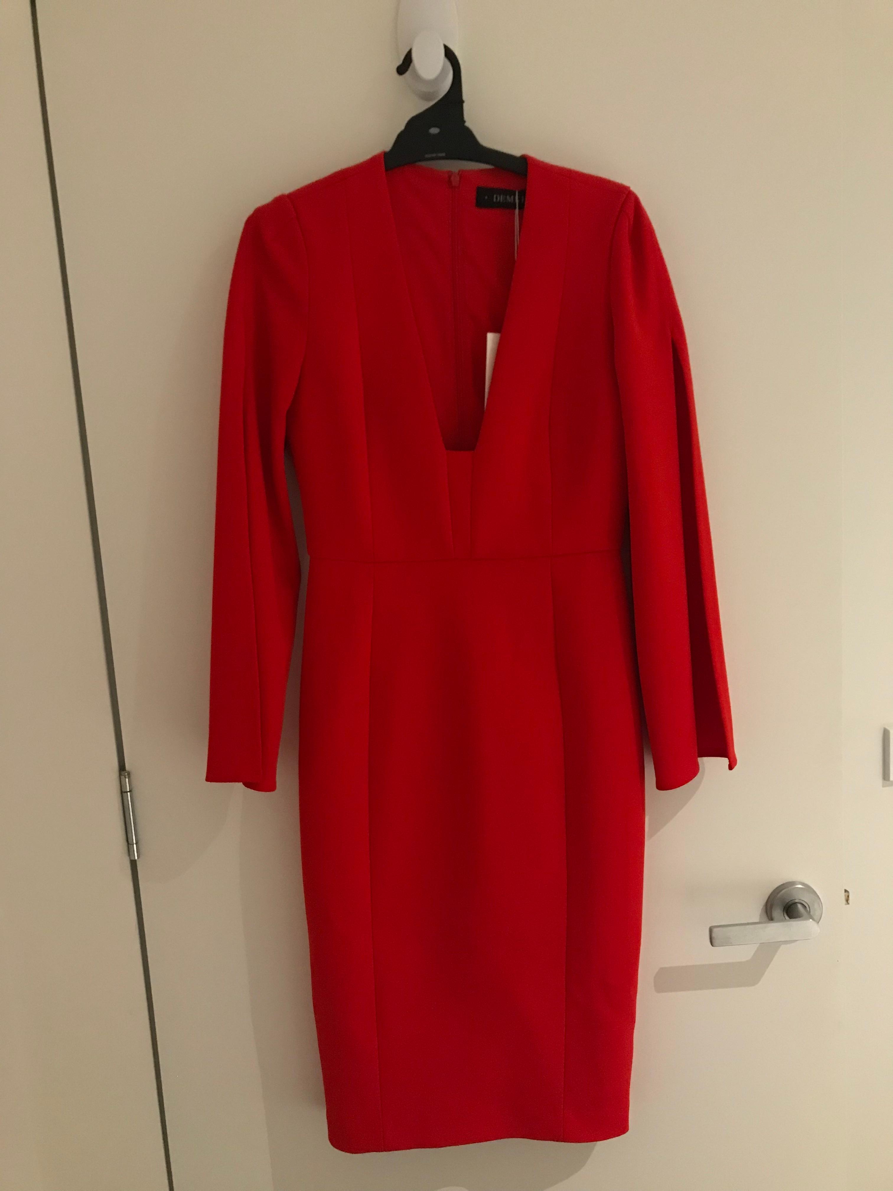 DEMKIW She Evolves Dress in Fire Red, Size 8 - Image 4