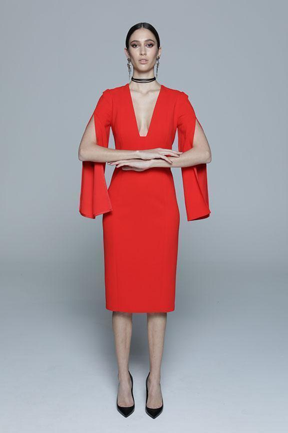 DEMKIW She Evolves Dress in Fire Red, Size 8 - Image 3