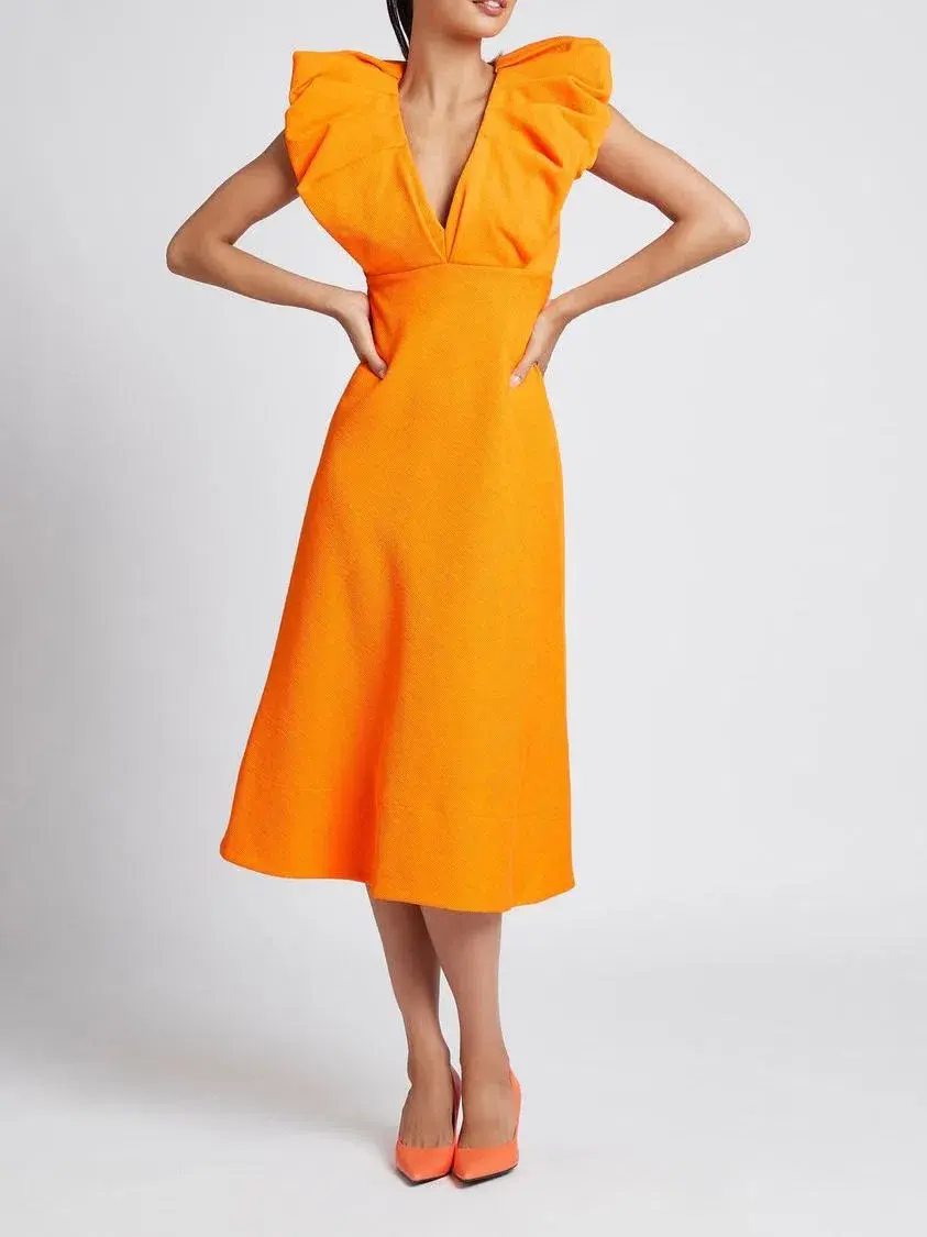 Sheike Charlize Midi Dress Orange Size 6 - Image 1