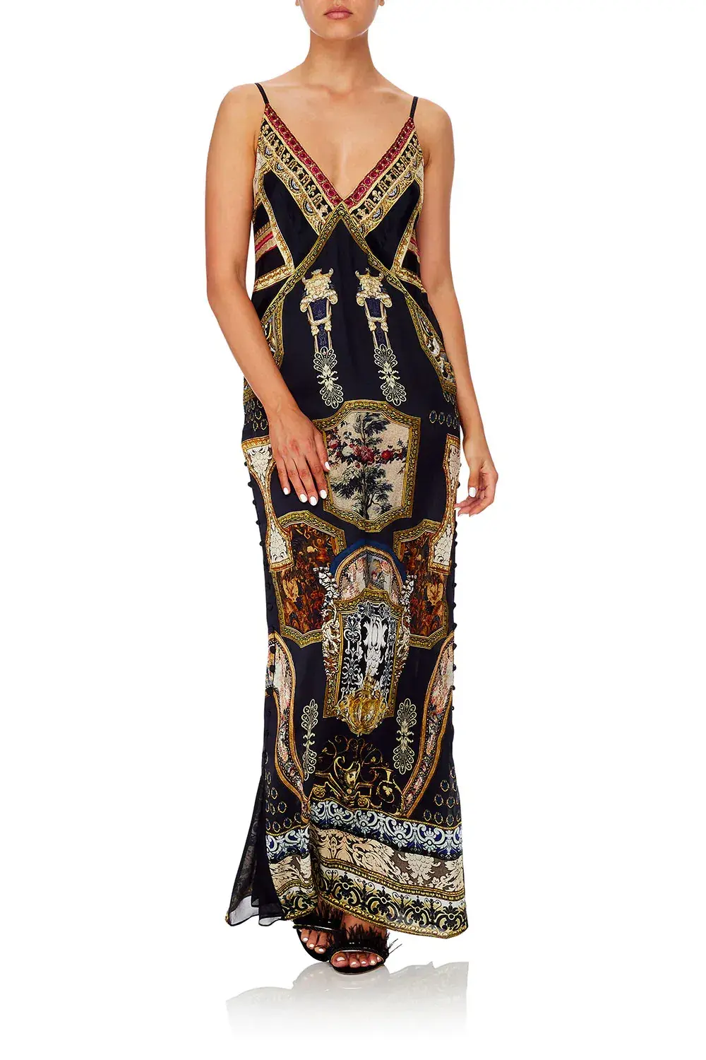 Camilla Midnight Meeting Long Godet Maxi Slip Dress Size 8  - Image 1