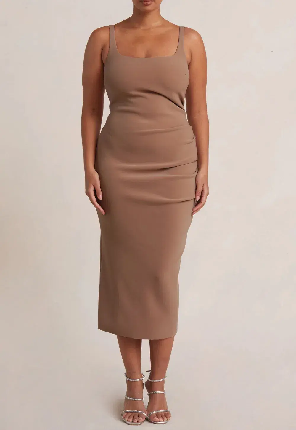 Bec & Bridge Karina Tuck Midi Dress Brown Size 8 / S - Image 1
