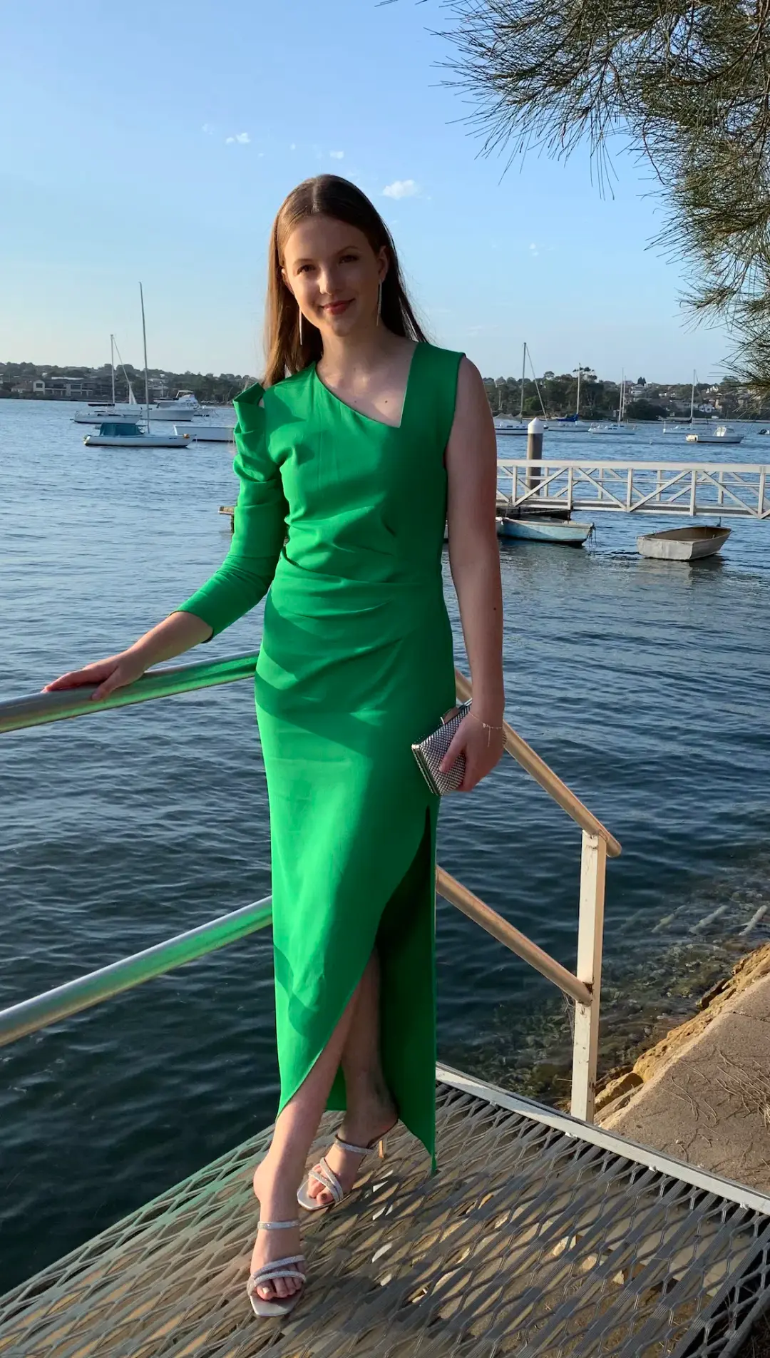 Ginger & Smart Vortex Asymmetric One Shoulder Midi Dress Green Size 10 for rent on The Volte - main image