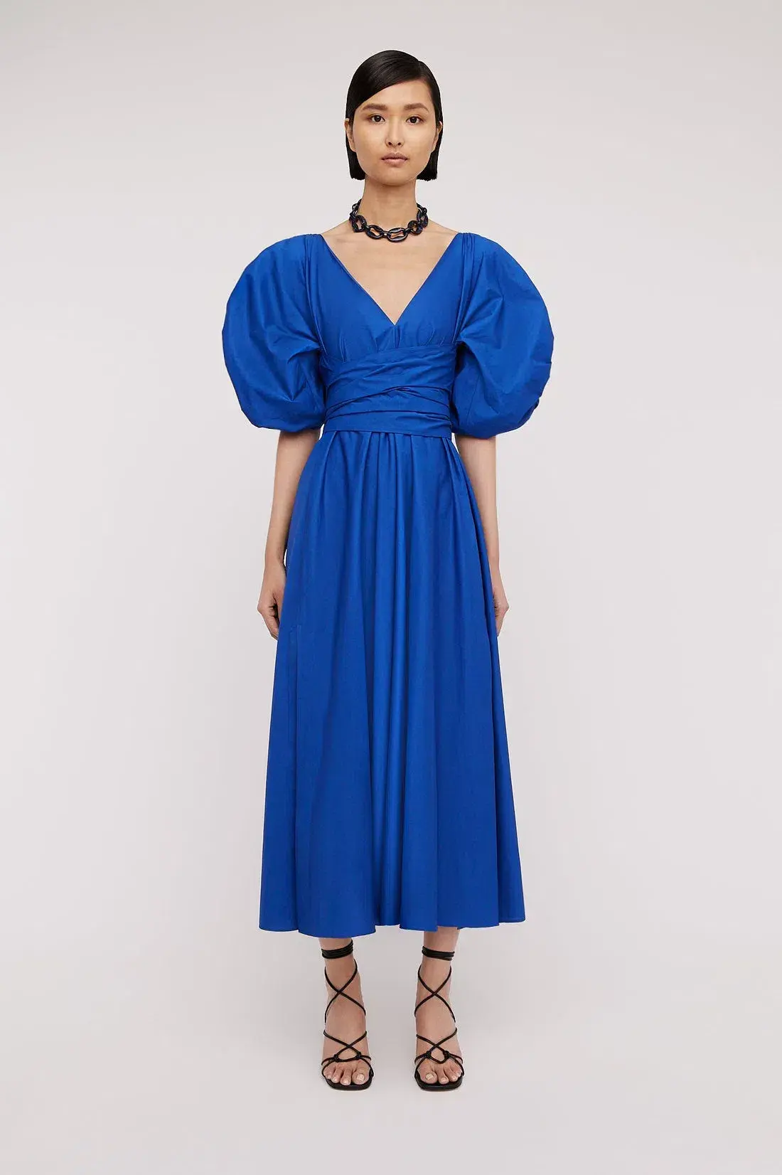 Scanlan Theodore Parachute Gather Sleeve Dress Blue Size 10 / M - Image 1
