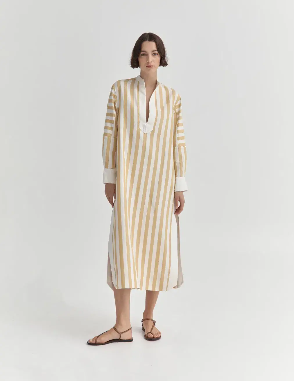 Sarah Jane Clarke Kiki Kaftan Lemon Stripe Size 6 - Image 3