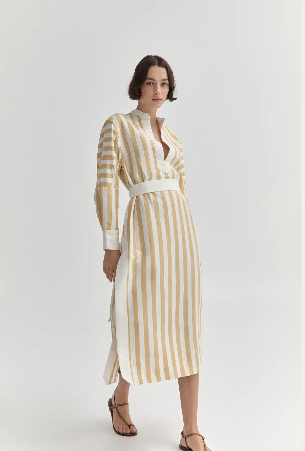 Sarah Jane Clarke Kiki Kaftan Lemon Stripe Size 6 - Image 1