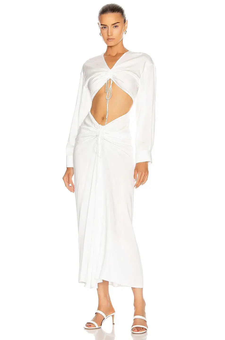 Christopher Esber Ruched Disconnect Dress White Size 6 - Image 1