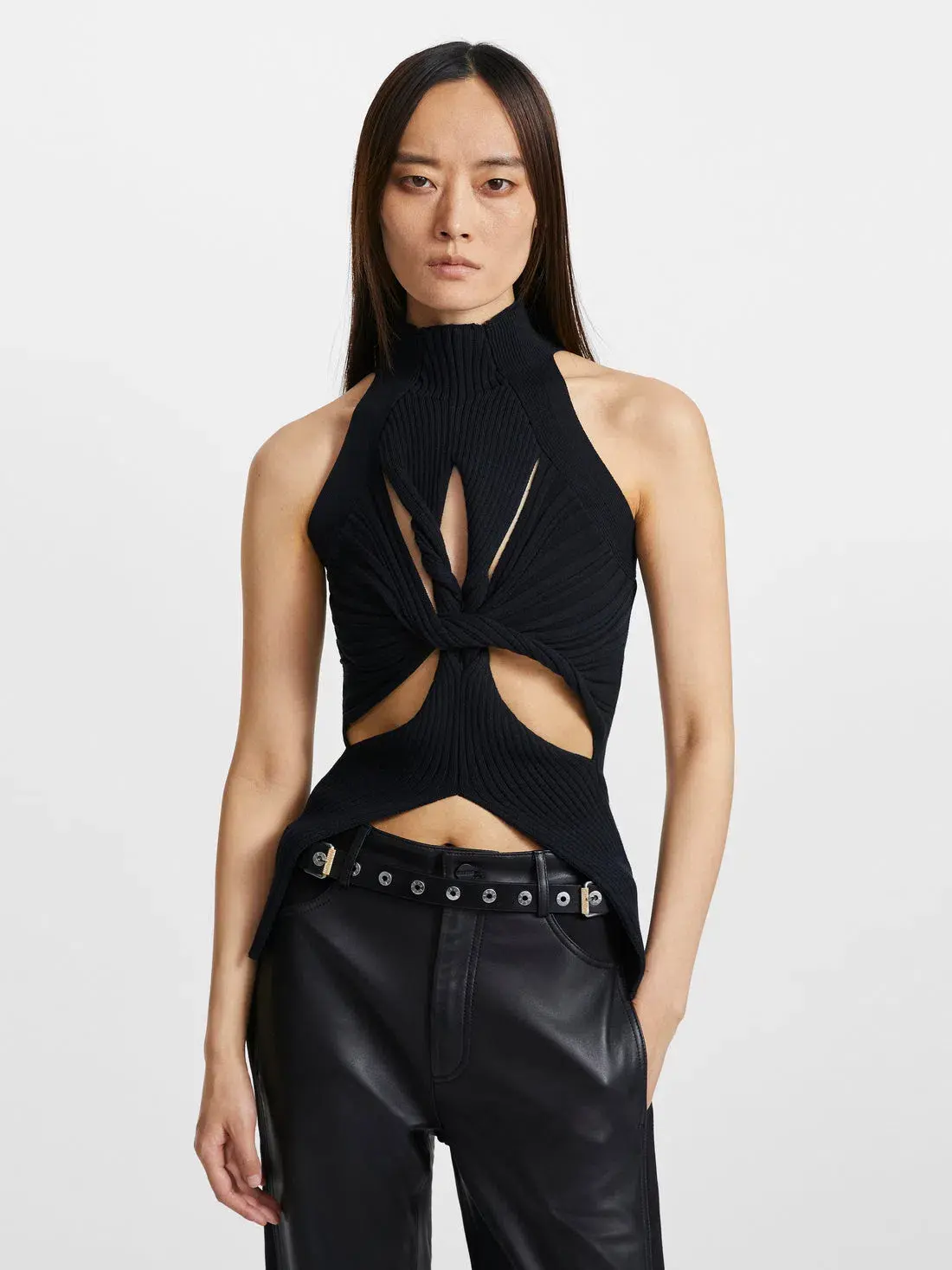 Dion Lee Muscular Twist Tank Top Black Size 6 - Image 2