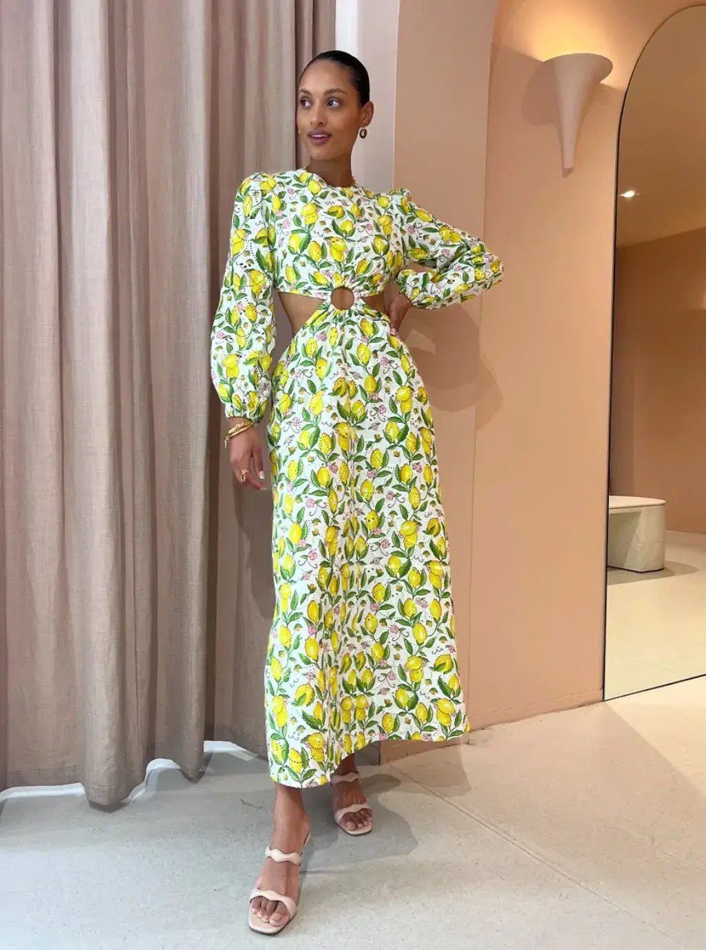 Palm Noosa Domino Dress Lemons Print Size 8  - Image 1
