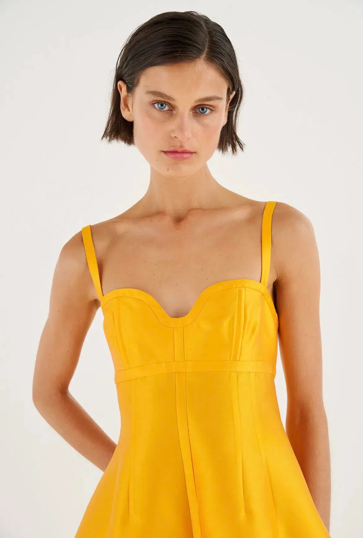 Oroton Sculptured Bodice Dress Marigold Size 10 - Image 2