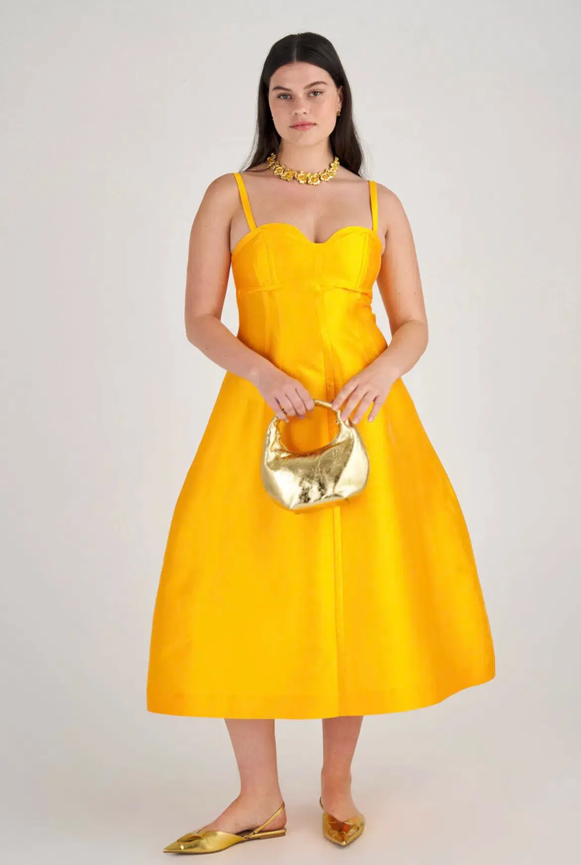 Oroton Sculptured Bodice Dress Marigold Size 10 - Image 4