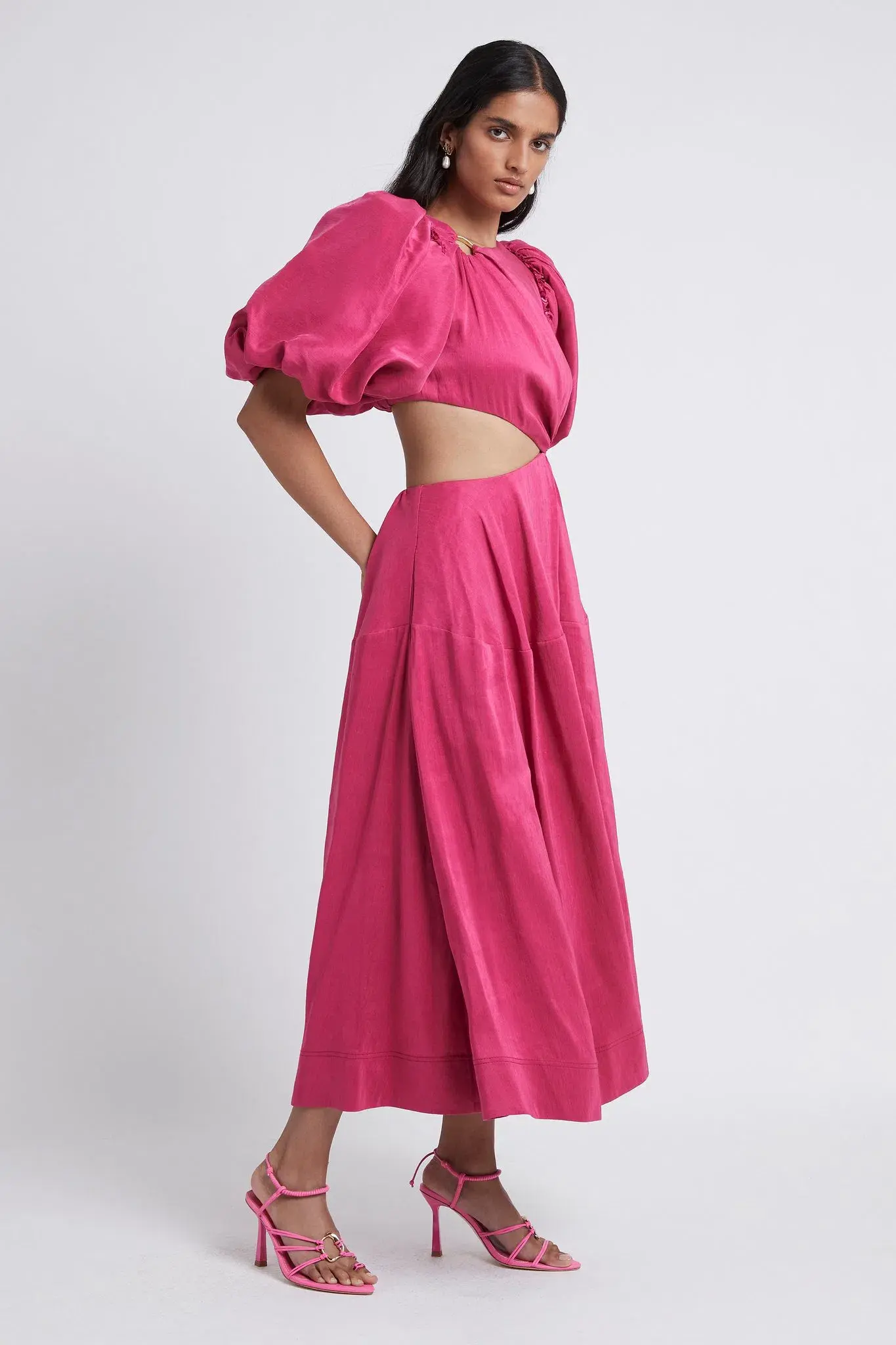 Aje Vanades Cut Out Ring Midi Dress Pink Size 8 - Image 2