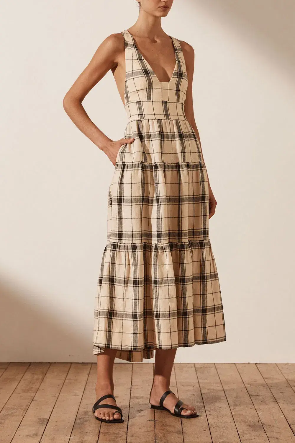Shona Joy Indra Plunged Crossback Midi Dress Print Size 6 - Image 1