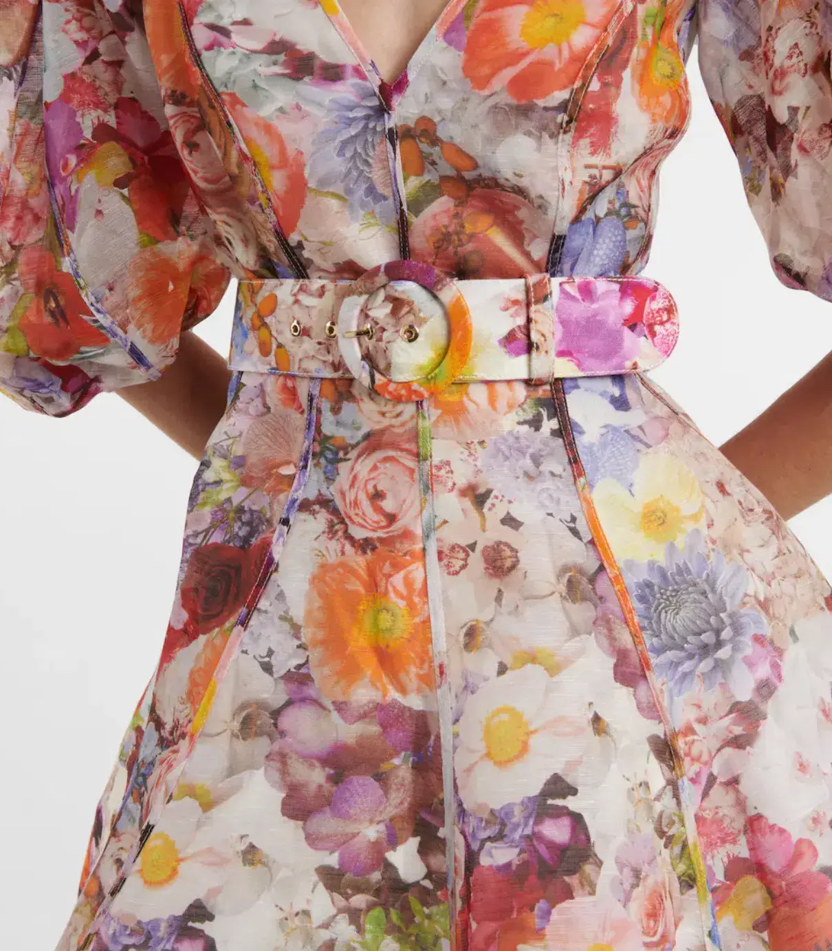 Zimmermann Prima Balloon Sleeve Mini Dress Floral Size 0 / Aus 6-8 - Image 6