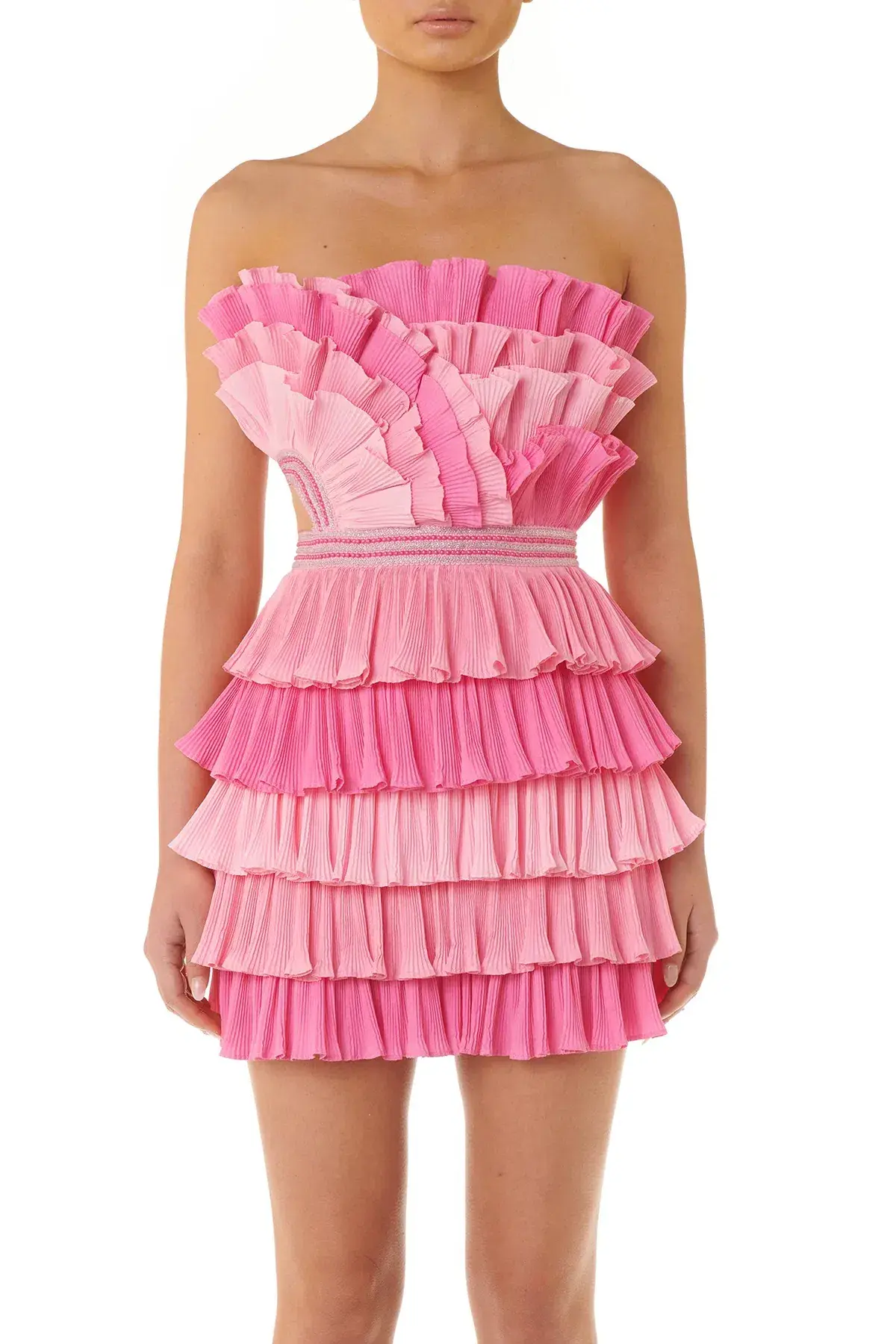 Eliya the Label Josephine Pleated Ruffle Mini Dress Pink Size M / Au 10 - Image 2