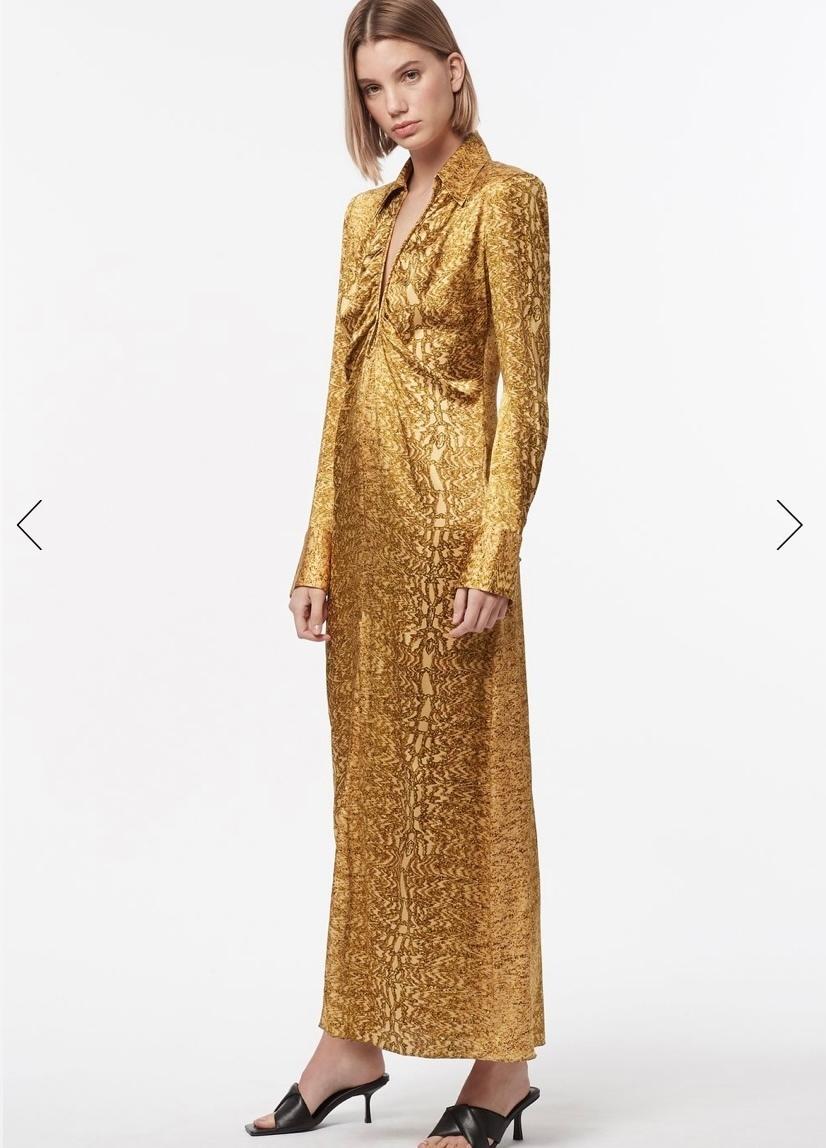 Manning Cartell Golden Atlas L/S Dress Gold Size 6 - Image 3