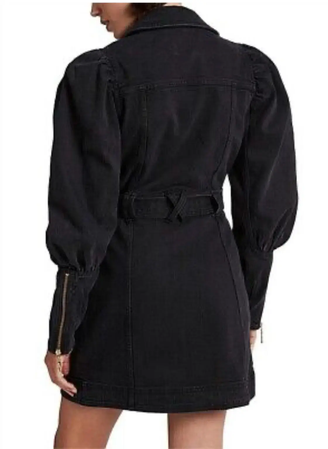 Aje Dione Denim Long Sleeve Mini Dress Black Size 12 - Image 2