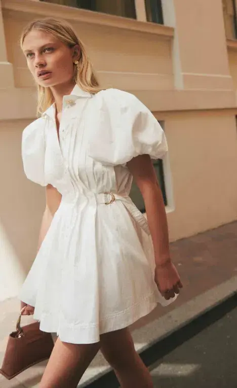 Aje Prairie Pleated Mini Dress Ivory Size 14 / XL - Image 3