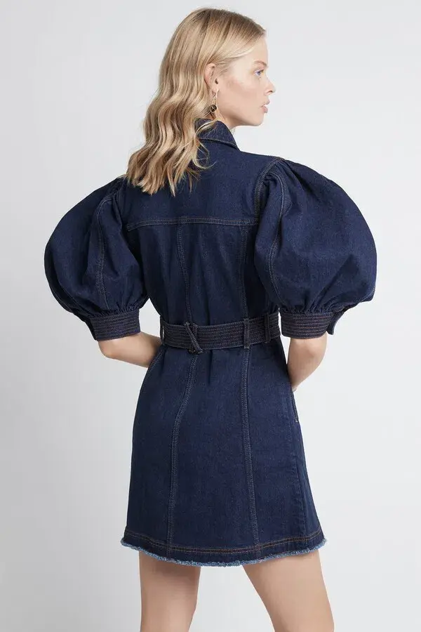 Aje Tori Denim Mini Dress Blue Size 14 - Image 2