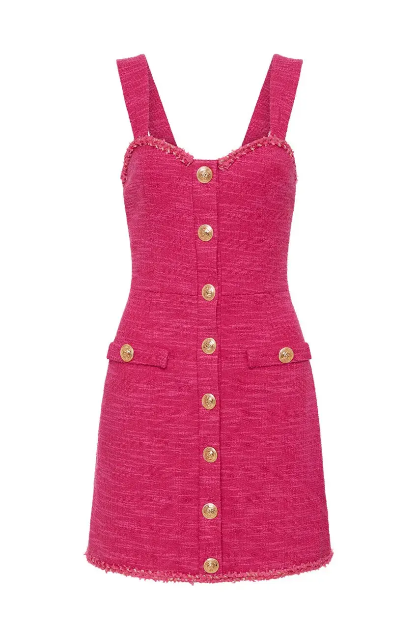 Rebecca Vallance Anita Button Mini Dress Hot Pink Size AU 12 - Image 5