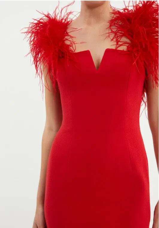 Rebecca Vallance Scarlett Feather Mini Dress Red Size 10 - Image 2