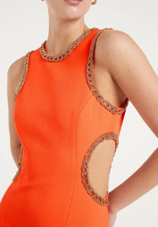 Rebecca Vallance Loretta Cut Out Mini Dress Orange Size 10 - Image 4