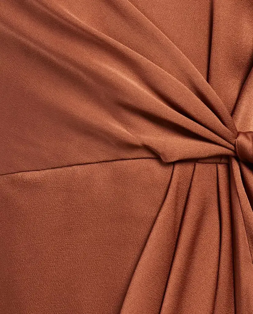 Shona Joy Luxe Tie Front Cocktail Dress Mocha Size 10  - Image 5