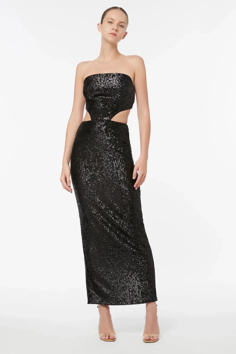 Manning Cartell Before Pop Strapless Midi Dress Black Sequin Size 10 - Image 1