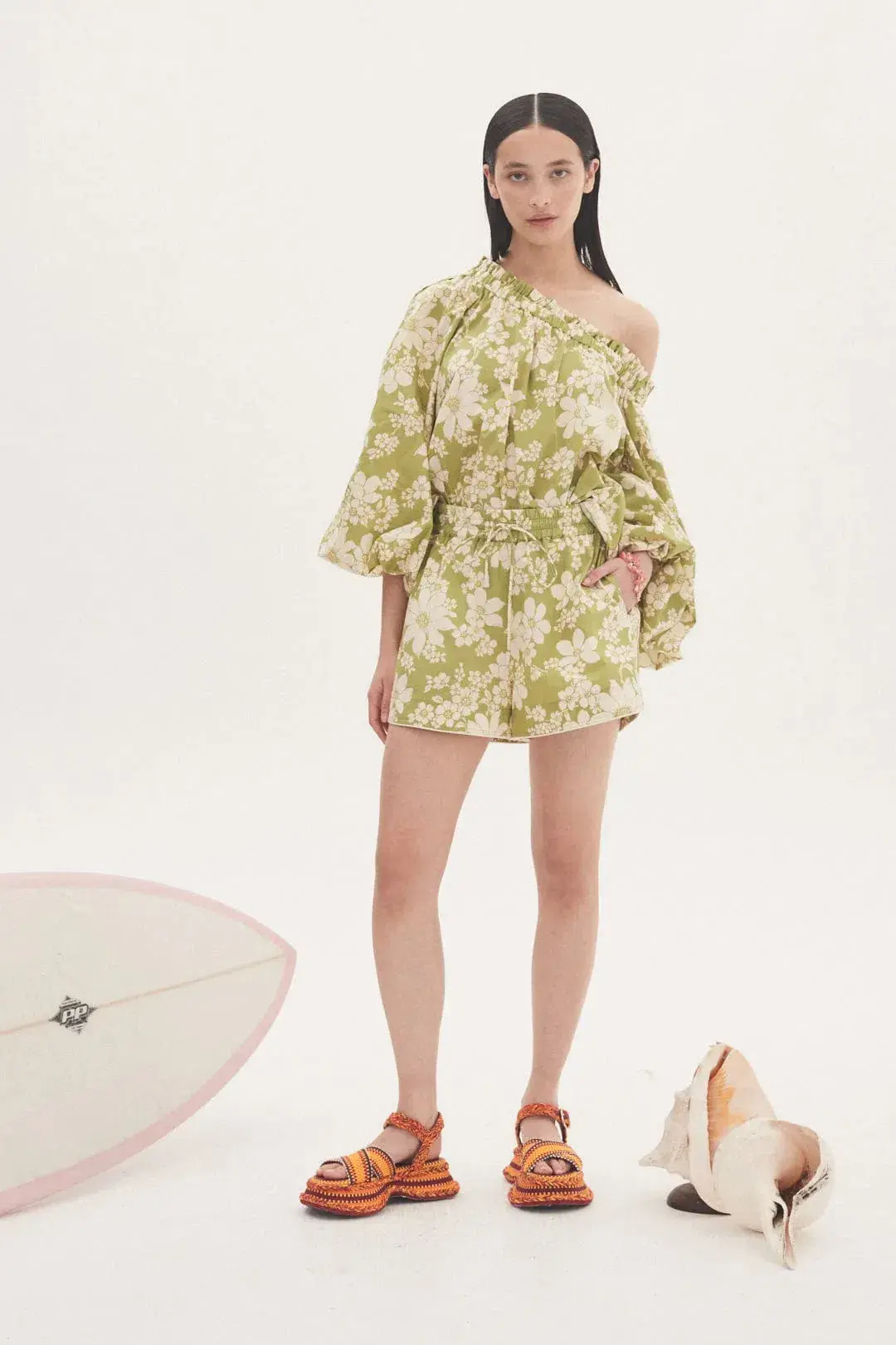 Alemais Leisa Off Shoulder Blouse & Short Set Floral Size 14 - Image 1