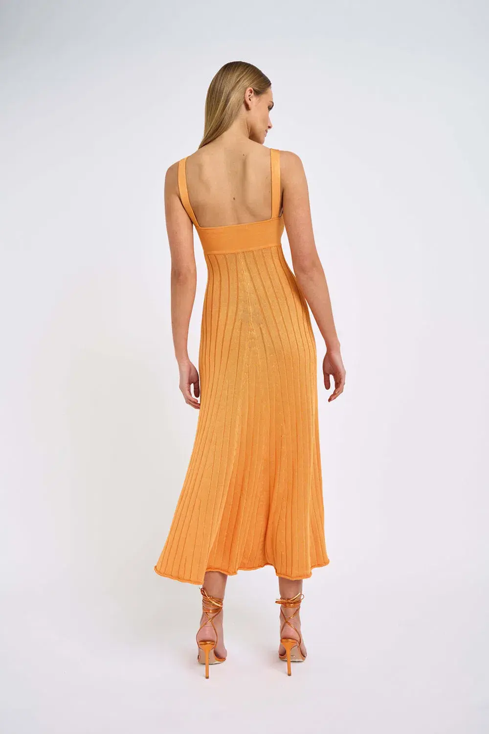 By Johnny Adelita Knit Midi Dress Orange Size 8 / M - Image 3