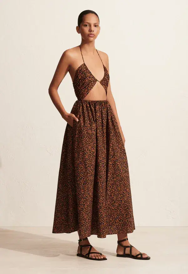 Matteau Bandeau Tie Dress Brown Size 8  - Image 2