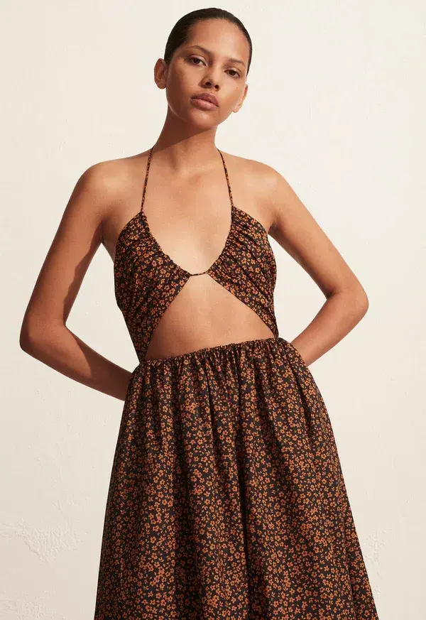 Matteau Bandeau Tie Dress Brown Size 8  for rent on The Volte - main image