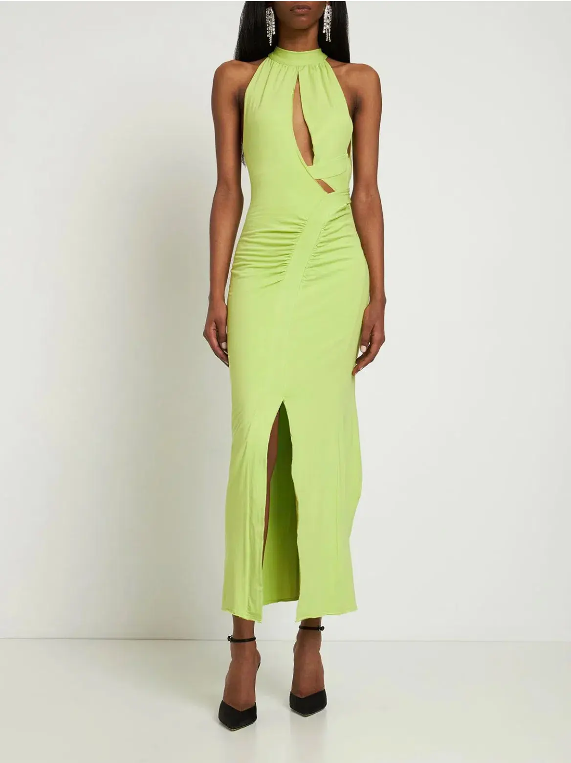 Rotate By Birger Christensen Merle Organic Cutout Dress Chartreuse Size 8 - Image 1