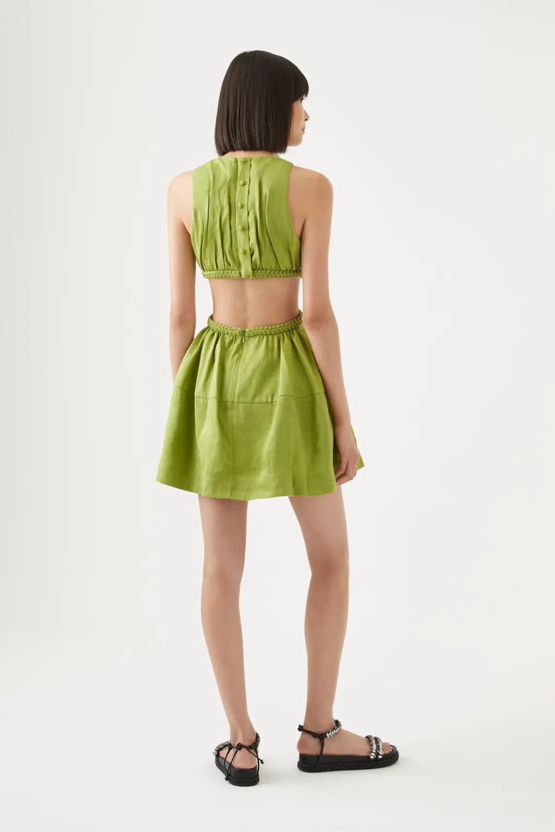 Aje Voyage Cut Out Mini Dress Verdant Green Size 8 for rent on The Volte - main image