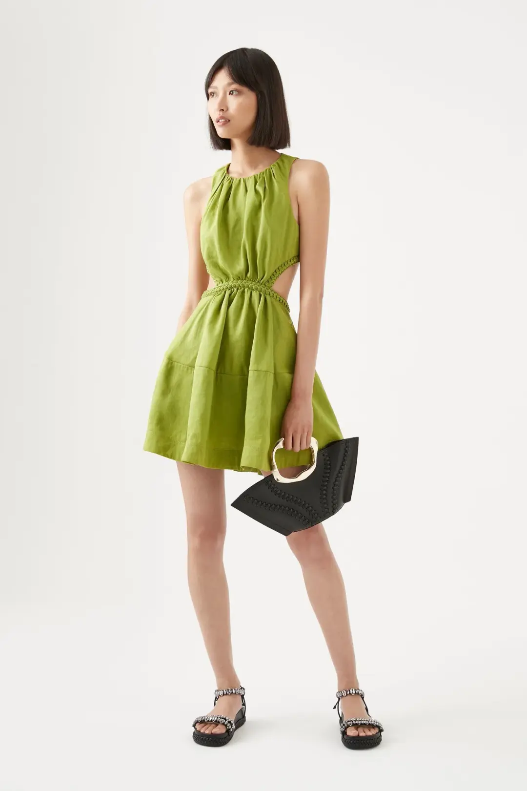 Aje Voyage Cut Out Mini Dress Verdant Green Size 8 for rent on The Volte - main image