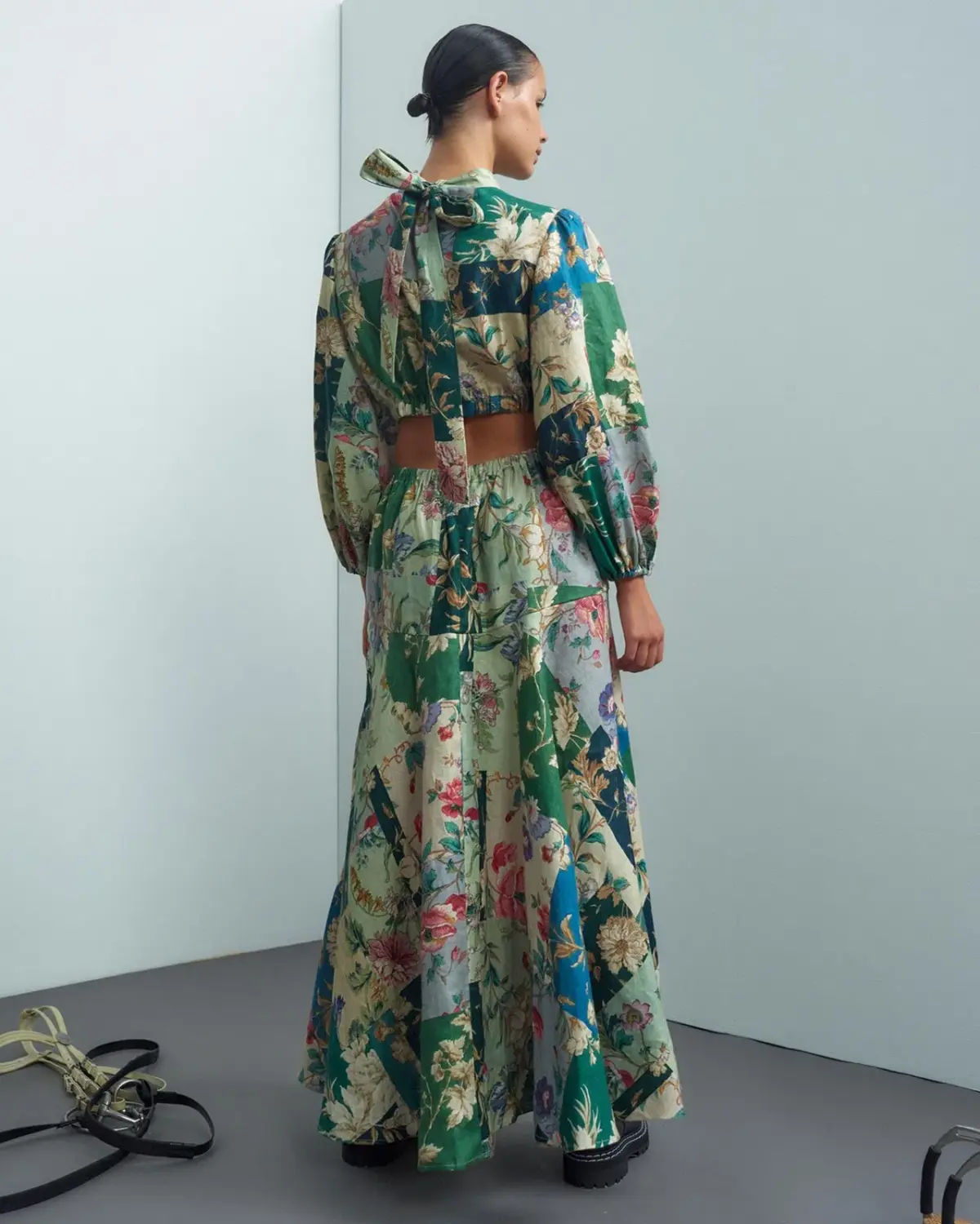 Alemais Loretta Patchwork Midi Dress Print Size AU 12 - Image 2