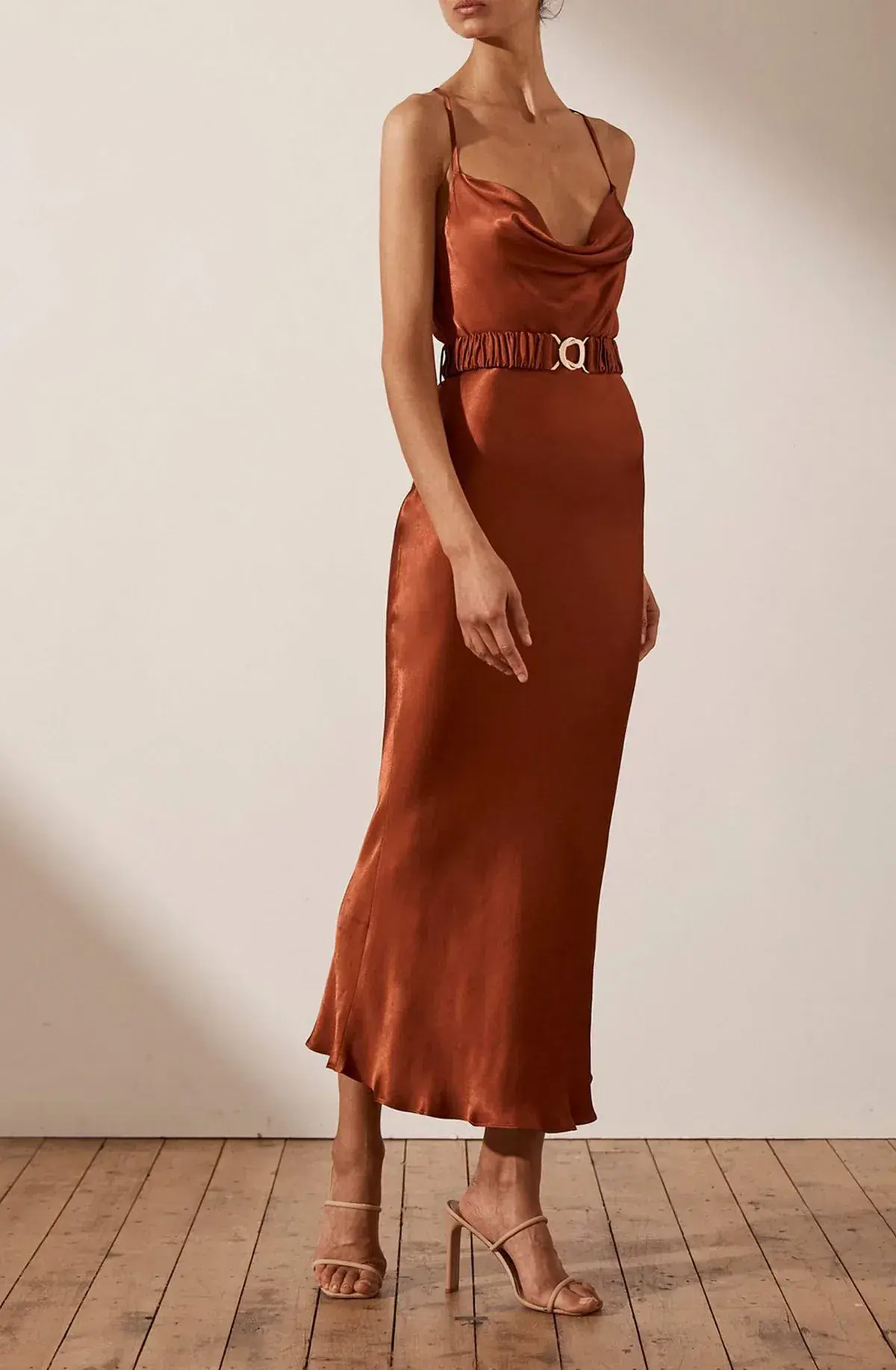 Shona Joy Gala Bias Midi Dress Orange Size 6 - Image 1