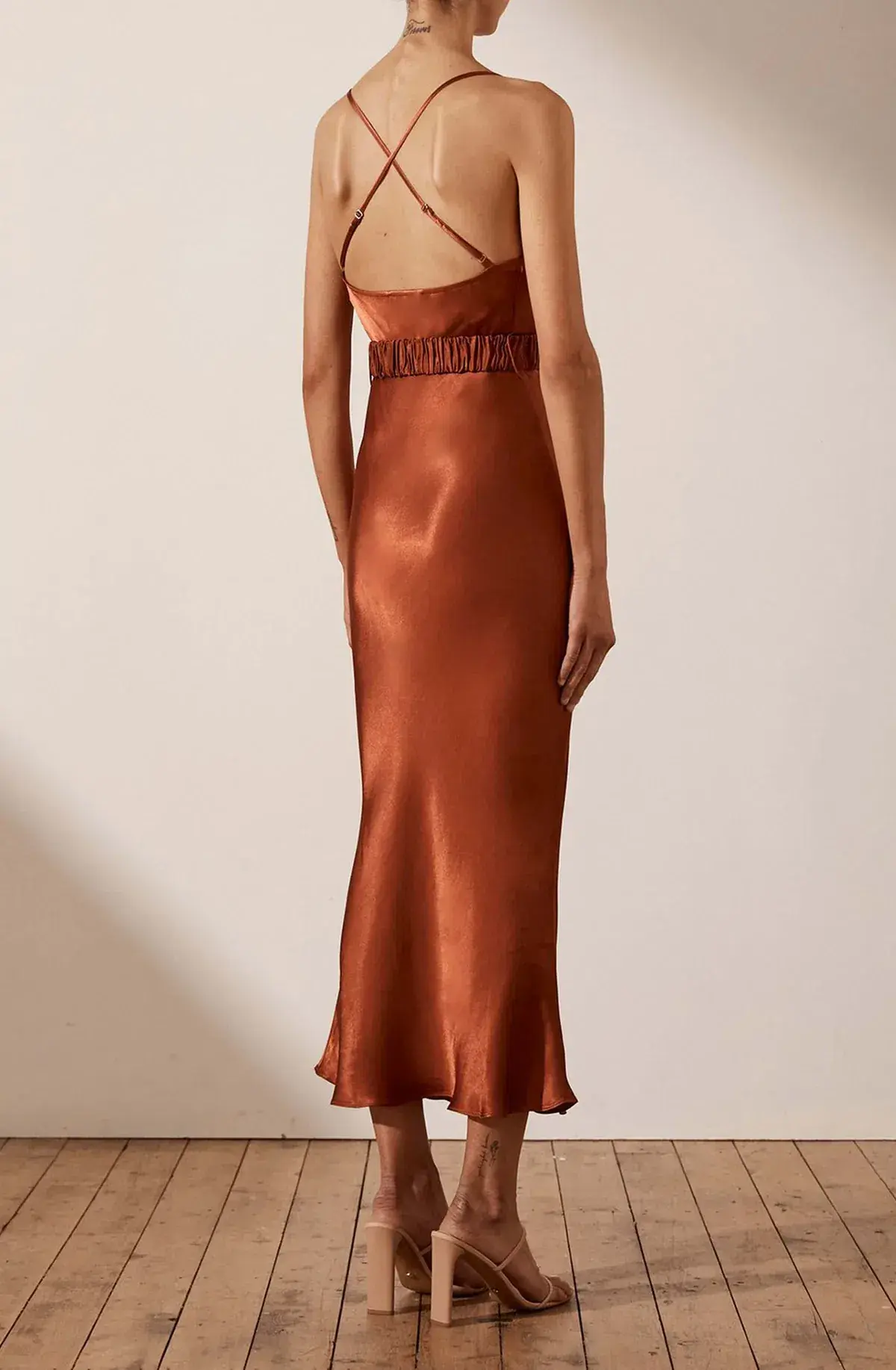 Shona Joy Gala Bias Midi Dress Orange Size 6 - Image 2