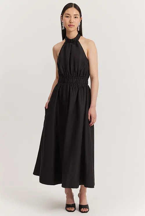 Country Road Halter Midi Dress Black Size AU 10 - Image 1