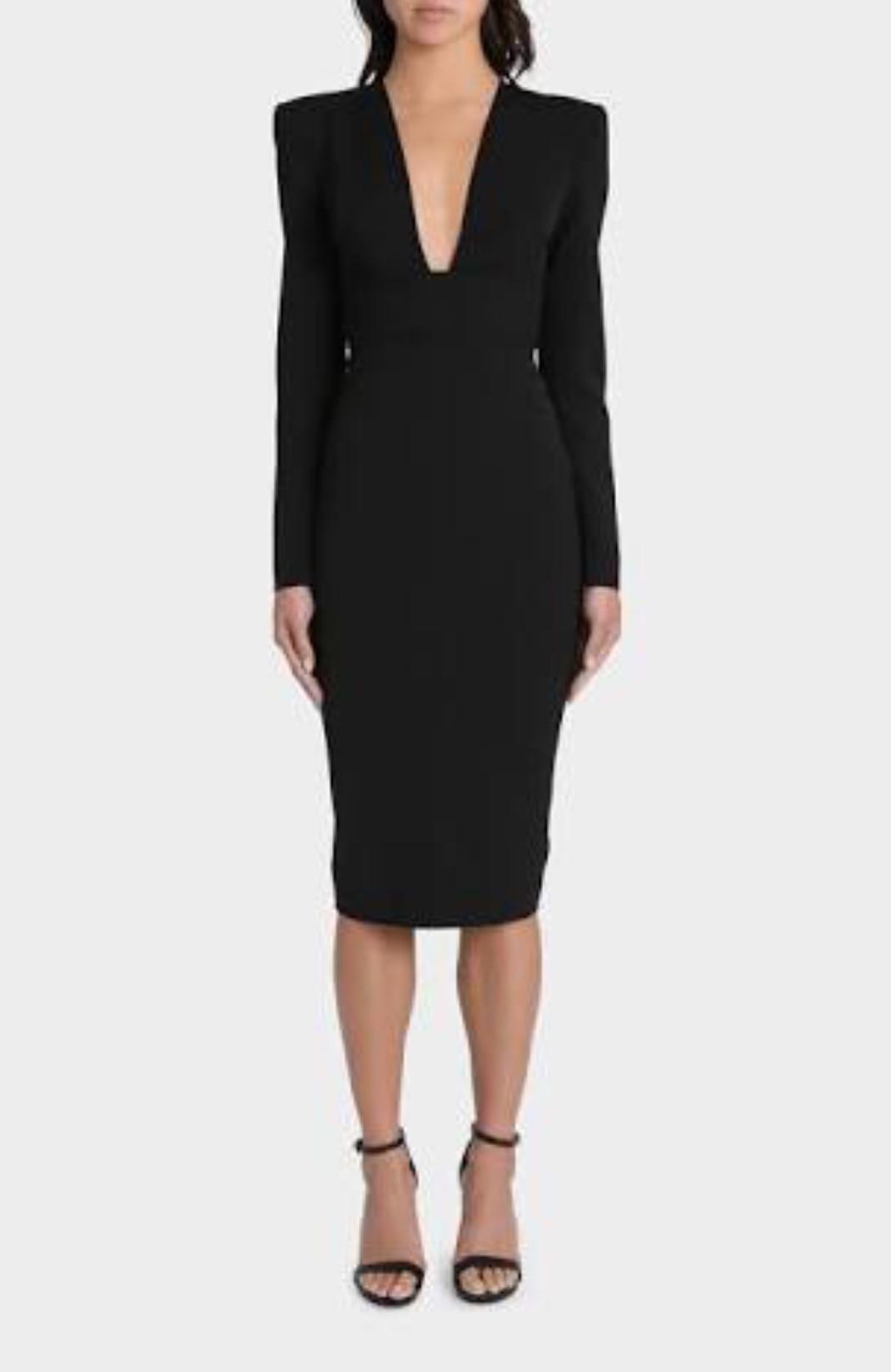 Alex Perry Black Maura V Pencil Dress Size 10 - Image 2