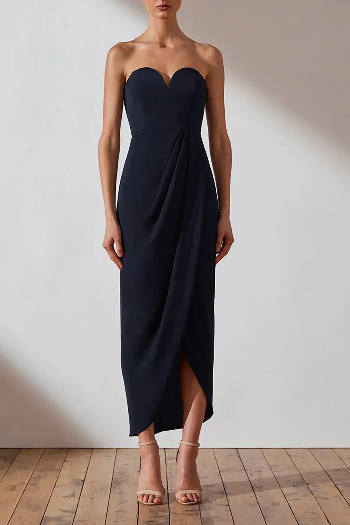 Shona Joy ‘U’ Core Bustier Draped Dress Navy Size AU 12 - Image 1