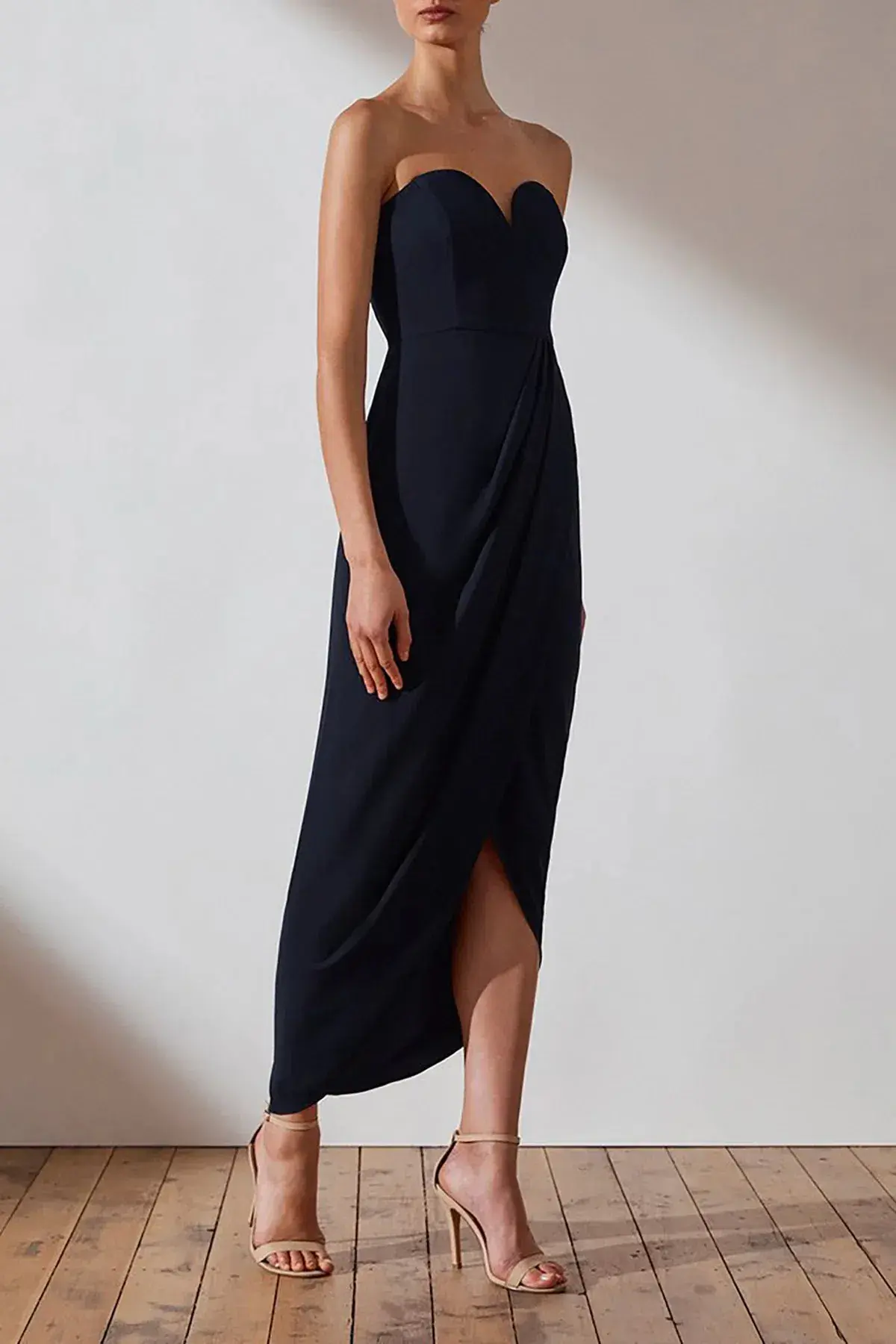 Shona Joy ‘U’ Core Bustier Draped Dress Navy Size AU 12 - Image 3