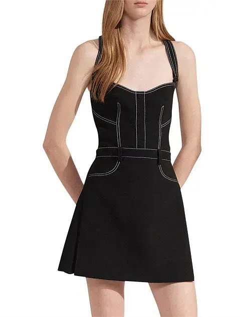 Dion Lee Stitch Tuck Mini Dress Black Size AU 10 - Image 1