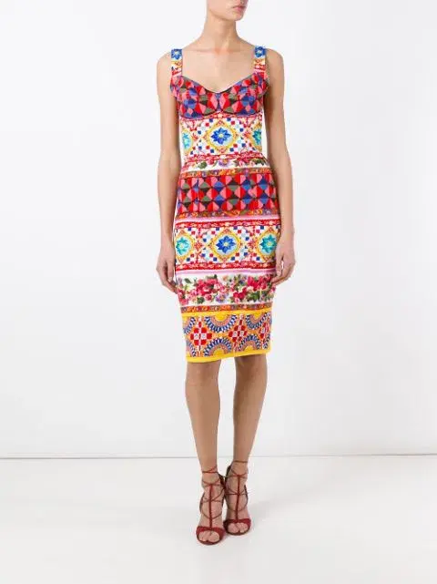Dolce & Gabbana Mambo Print Fitted Dress Print Size 10 - Image 1